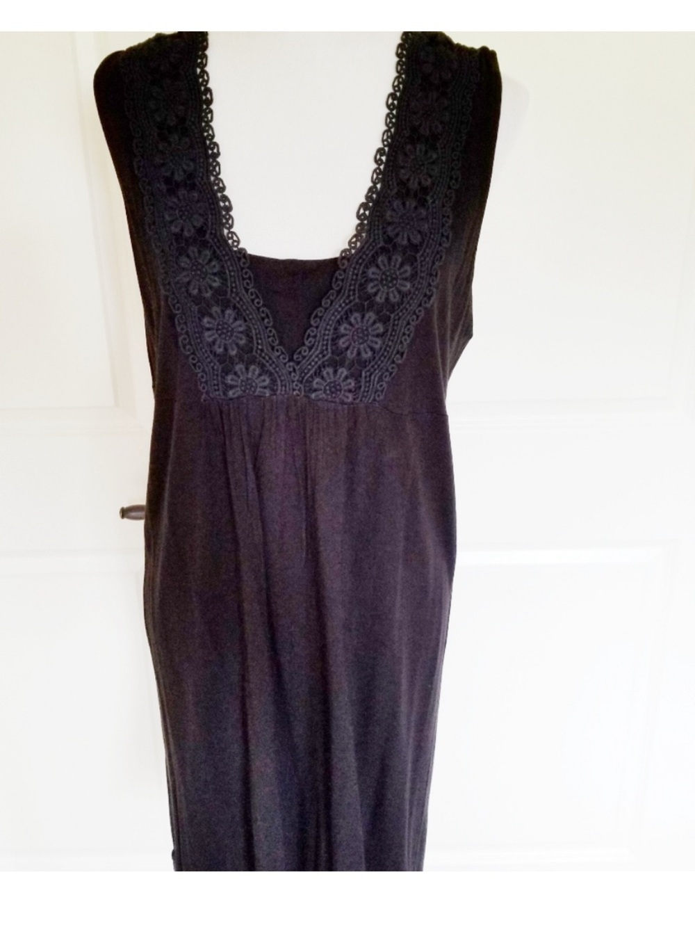 FYLO Black Sleeveless Dress with Lace V-Neck
